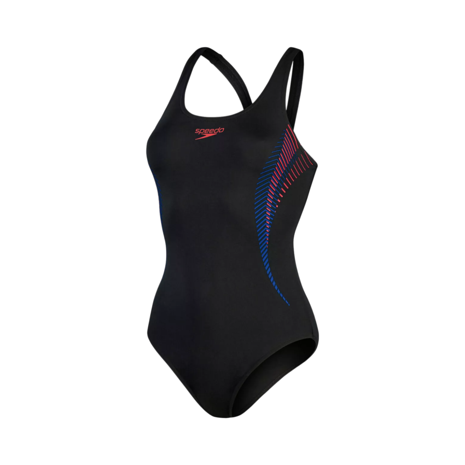 Speedo Placement Muscleback Mujer Black/Fed Red/Chroma Blue #Color_Black/Fed Red/Chroma Blue