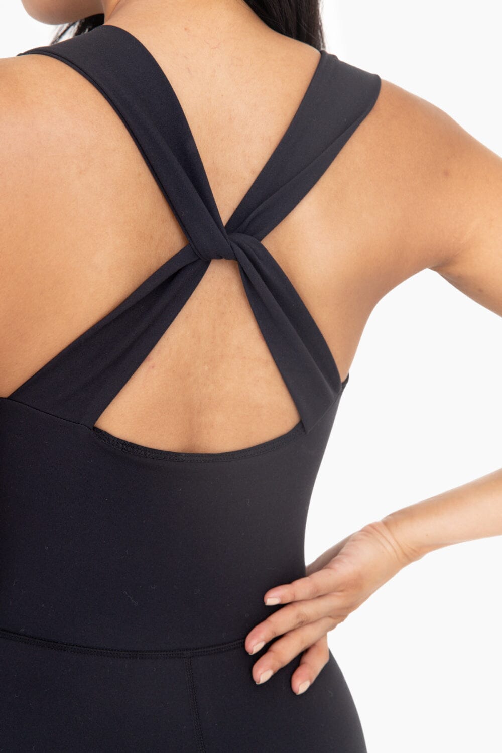 Mono B Cross Knot Back Flared Jumpsuit LICRA MONO B