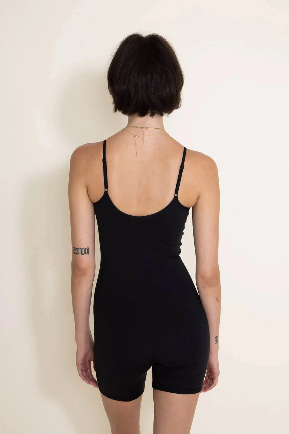 MONO B SLEEVELESS ROMPER FOR WOMEN IN BLACK LICRA LOVE TREE