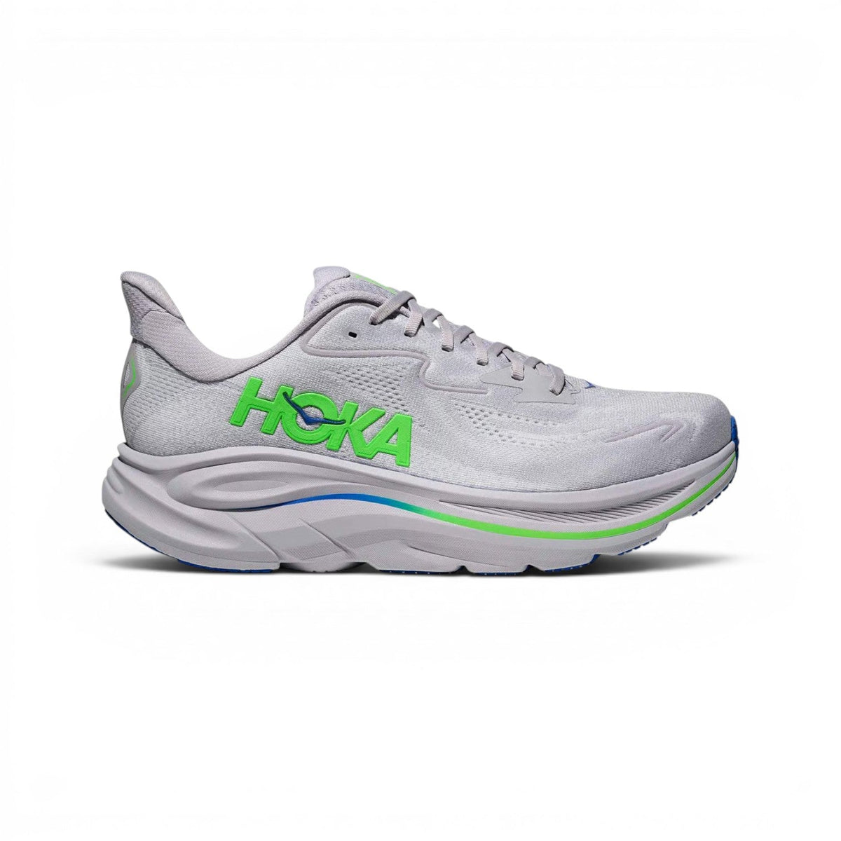 Hoka Clifton 10 Hombre Ash Grey / Neon Green #Color_Ash Grey / Neon Green