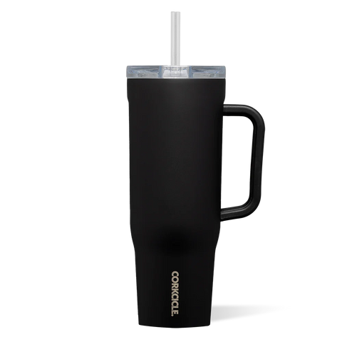 CORKCICLE 40 OZ CRUISER MATTE BLACK TRIPLE INSULATED TUMBLER WITH HANDLE AND STRAW BOTELLA CORKCICLE 