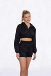 CROPPED HOODED WINDBREAKER BLACK OUTWEAR MONO B 