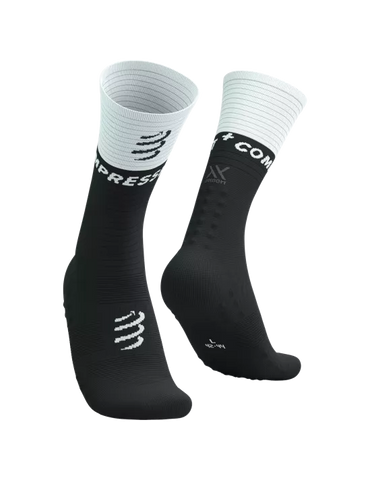 Mid Compression Socks V2.0 - Black White Medias COMPRESSPORT 