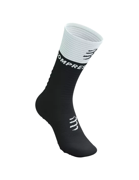 Mid Compression Socks V2.0 - Black White Medias COMPRESSPORT 