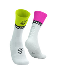 Mid Compression Socks V2.0 - White Safe Yellow Neo Pink Medias COMPRESSPORT 