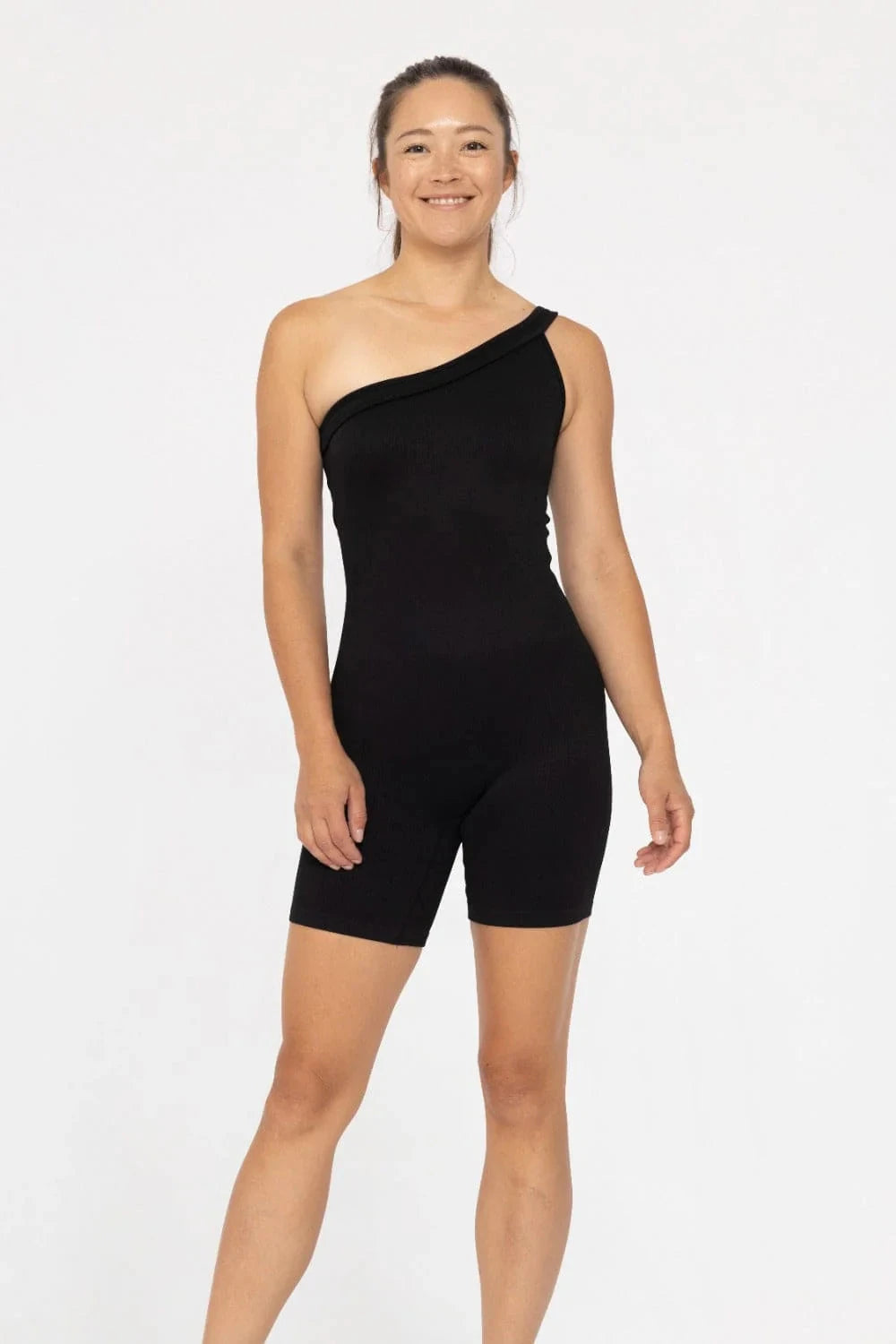 ONE-SHOULDER SCULPT ACTIVE ROMPER LICRA MONO B 