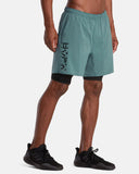 YOGGER TRAIN 2-IN-1 ELASTIC WAIST WORKOUT SHORTS 17" SHORT RVCA 