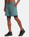 YOGGER TRAIN 2-IN-1 ELASTIC WAIST WORKOUT SHORTS 17" SHORT RVCA 