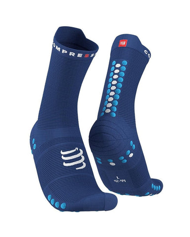 Compressport Pro Racing V4.0 Run High Cut Compression Socks, Sodalite/Fluo Blue Medias Compressport 