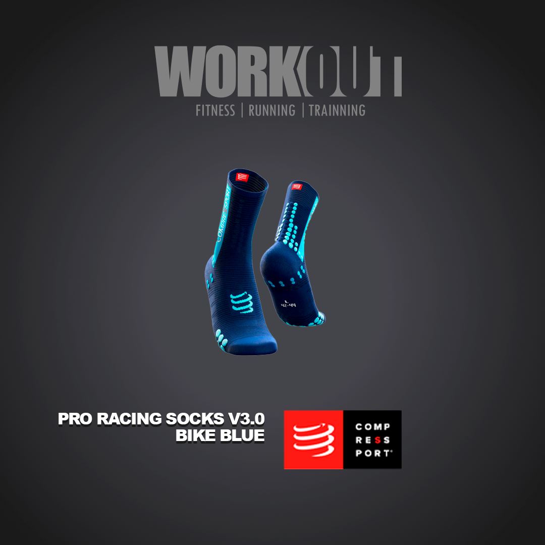 PRO RACING SOCKS V3.0 BIKE ICE BLUE Medias Compressport 