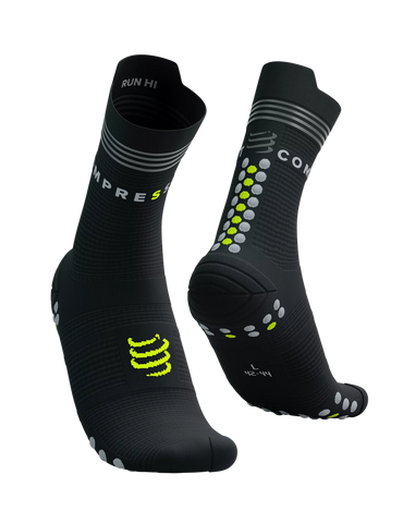 Pro Racing Socks V4.0 Run High Flash - Black/Fluo Yellow Medias Compressport 